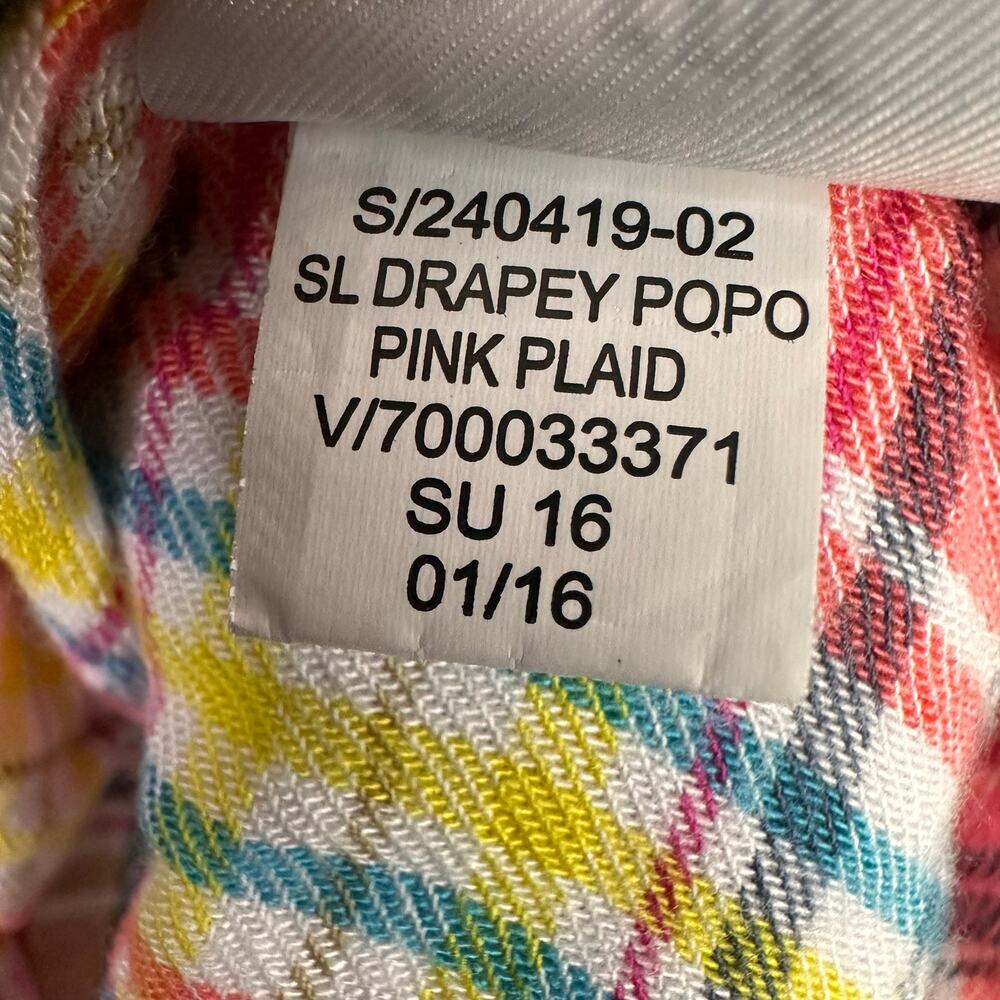 Gap Womens Medium Drapey Popover Pink Plaid Sleeveless Button Henley Blouse Top - Picture 9 of 9